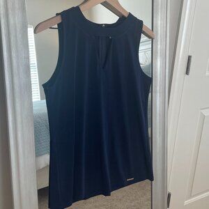 Michael Kors Women's Navy Sleeveless Keyhole Blouse Top Size M